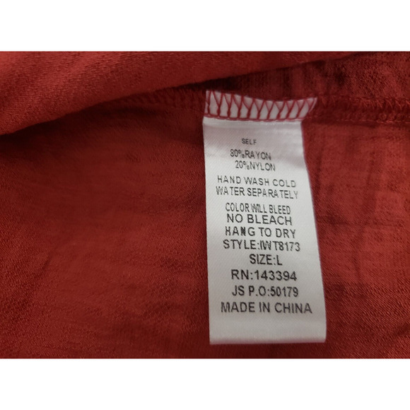 (O5) Cotton Bleu Womens Top Size L Pom Pom Peasant Boho Bohemia Tassel Rust - Picture 7 of 7